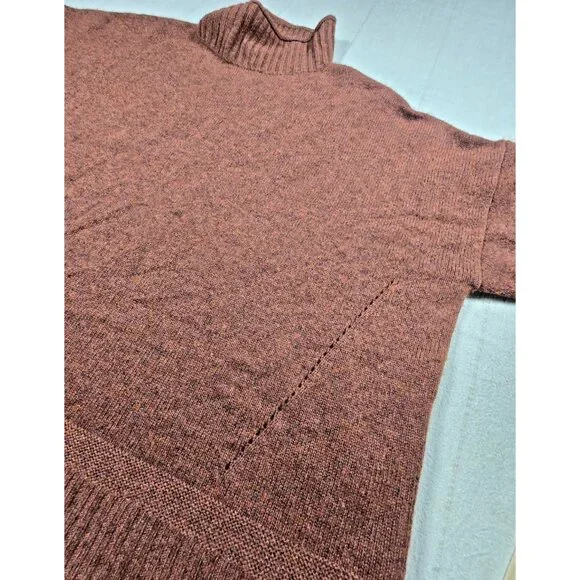 Poetry Cashmere Sweater Women’s 14 Brown Slim Funnel Neck Pullover Quiet Luxury - Picture 11 of 16